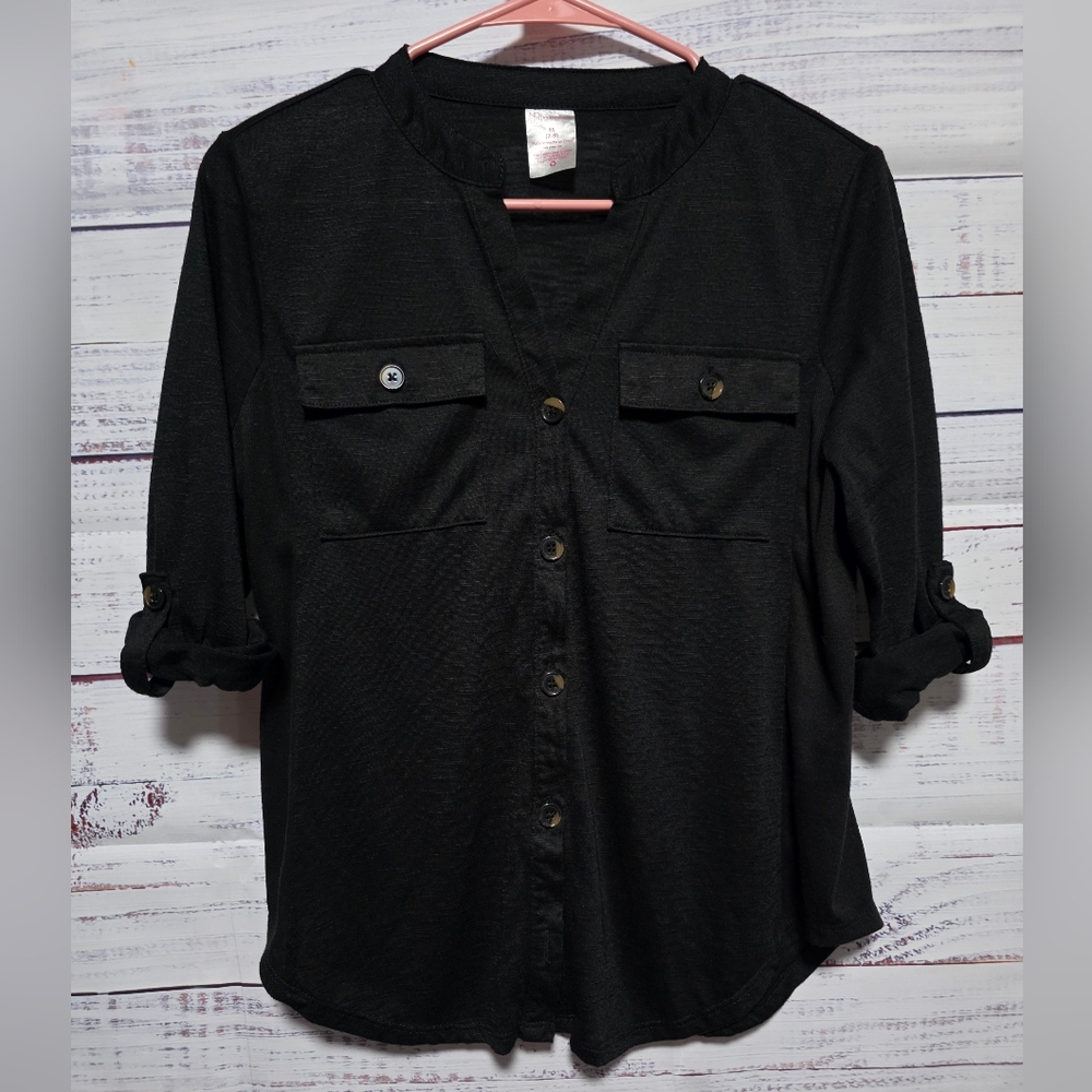 No Boundaries Black Button-Up Top